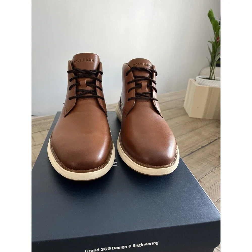 New Cole Haan Grand Remix Leather Chukka Boot Sneakers Sole Men Shoe 9 M Cognac